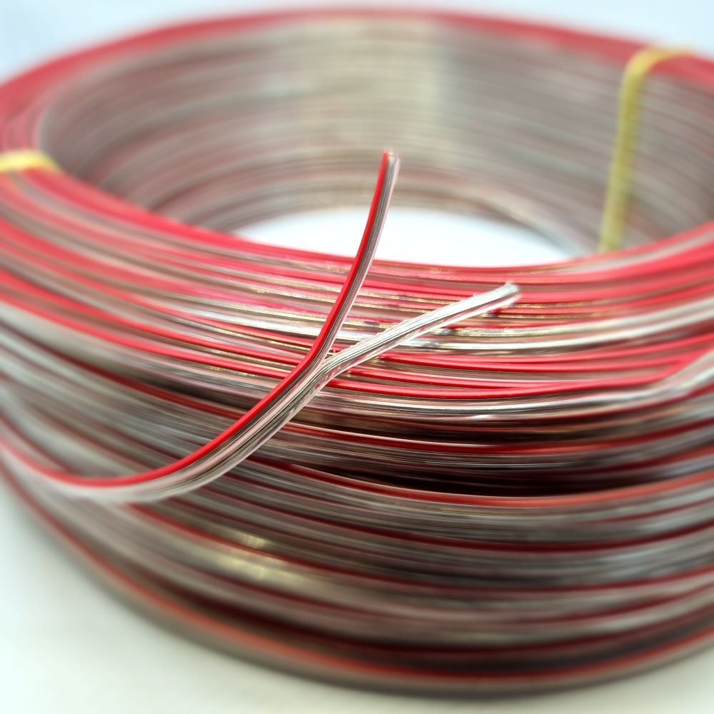 1756-2X0.22mm kalaylı bakır şeffaf kablo kırmızı izli 100 metre