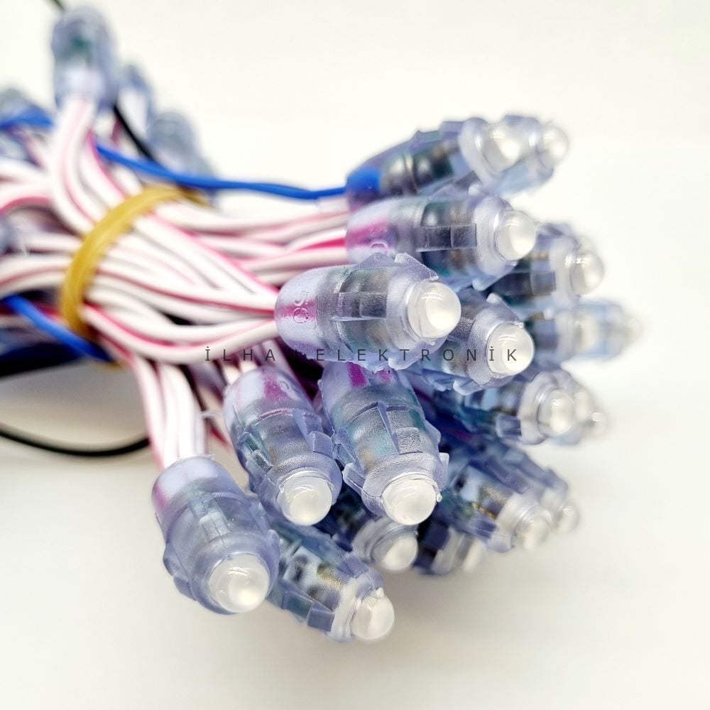 9MM BAĞ LED BEYAZ 12V  (50Lİ)